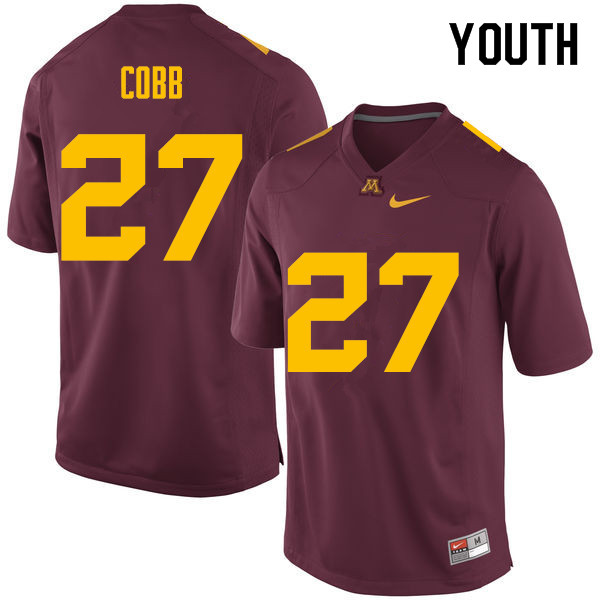 Youth #27 David Cobb Minnesota Golden Gophers College Football Jerseys Sale-Maroon